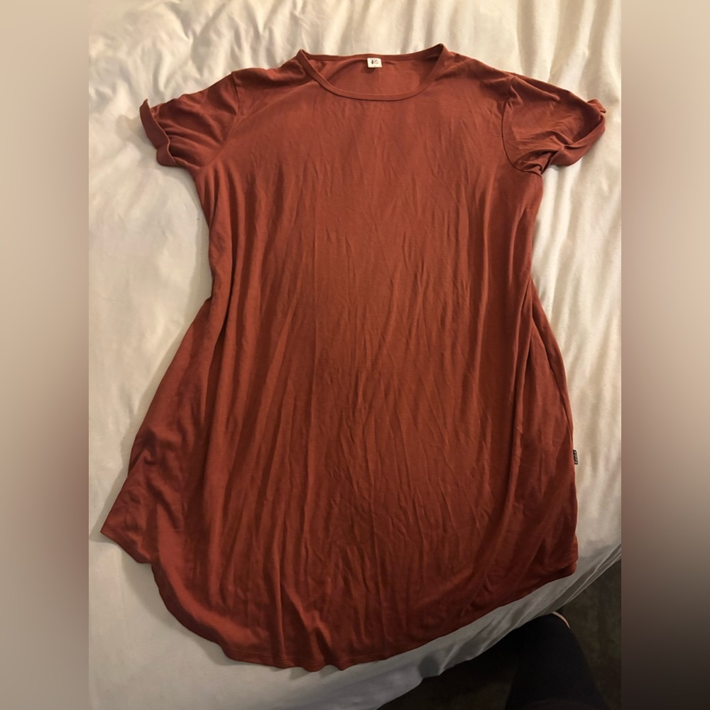 Chic Rust Short Sleeve Women's Dress